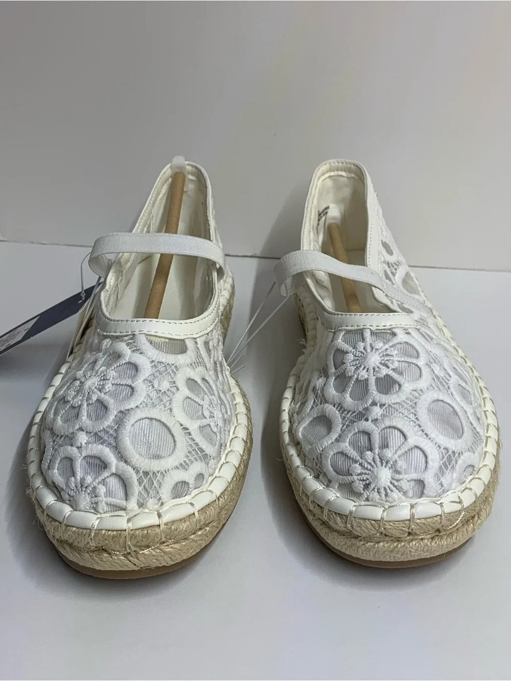 Women's White Lace Espadrille Flats
